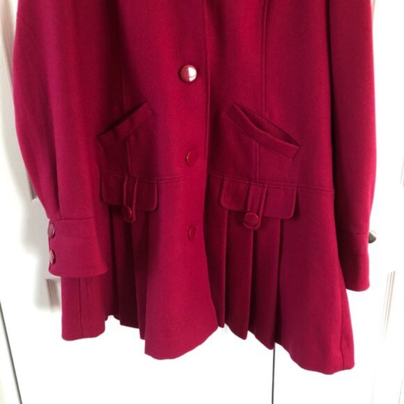 Decree Pink Peplum Hooded Wool Pea Coat - Picture 10 of 11